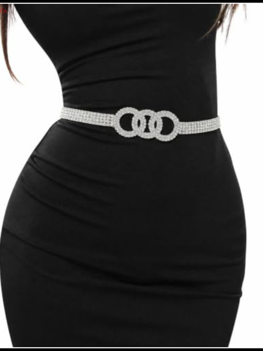 Rhinestone Belt Women Sparkly Waist Chain Triple Circle Buckle Adjustable